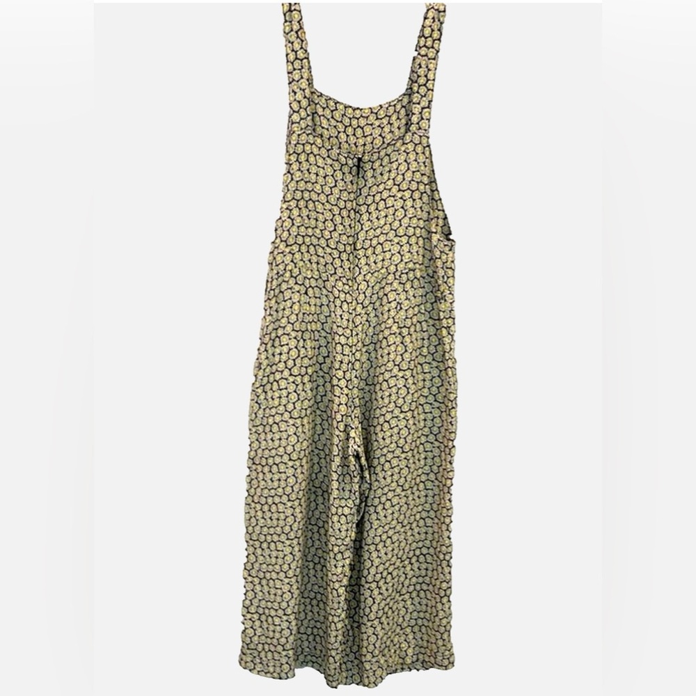 Topshop Floral Wide Leg Jumpsuit Size 2 Cropped Pinafore Overall